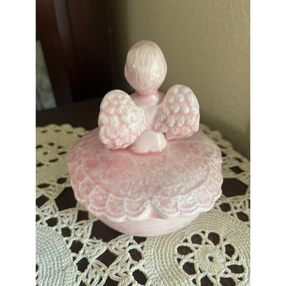 Beautiful Vintage Pink Angel Trinket Dish - Picture 3 of 7